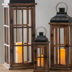 Three Garden Lanterns in wood and iron