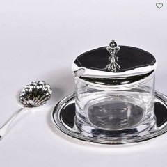 Silver Plated Parmesan Dish with Shell Shaped Spoon