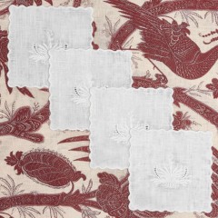 Embroidered White Linen Cocktail Napkins (Set of 12)